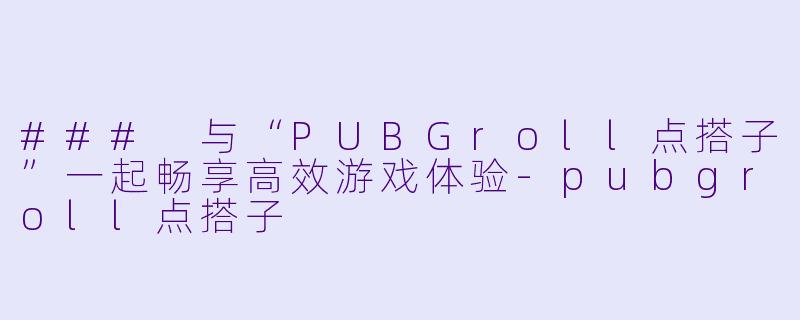 ### 与“PUBGroll点搭子”一起畅享高效游戏体验