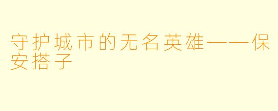 守护城市的无名英雄——保安搭子