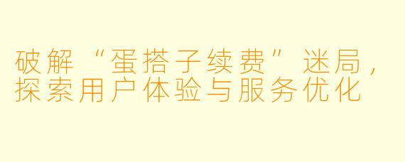破解“蛋搭子续费”迷局,探索用户体验与服务优化