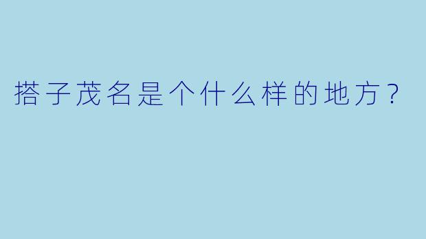 搭子茂名是个什么样的地方？