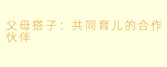 父母搭子：共同育儿的合作伙伴