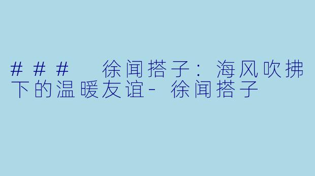 ### 徐闻搭子：海风吹拂下的温暖友谊