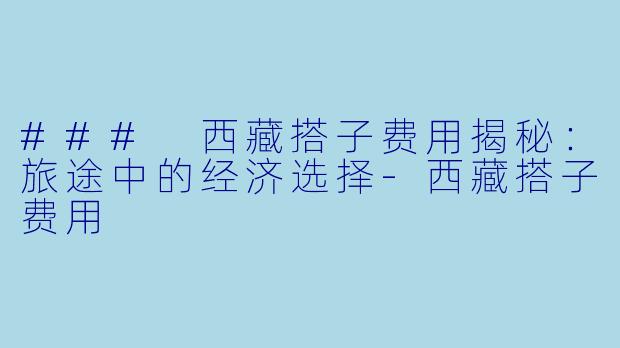 ### 西藏搭子费用揭秘：旅途中的经济选择-西藏搭子费用