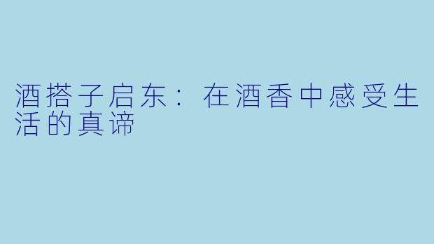 酒搭子启东:在酒香中感受生活的真谛