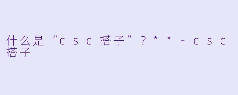 什么是“csc搭子”？**