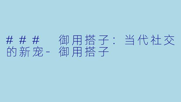 ### 御用搭子：当代社交的新宠-御用搭子