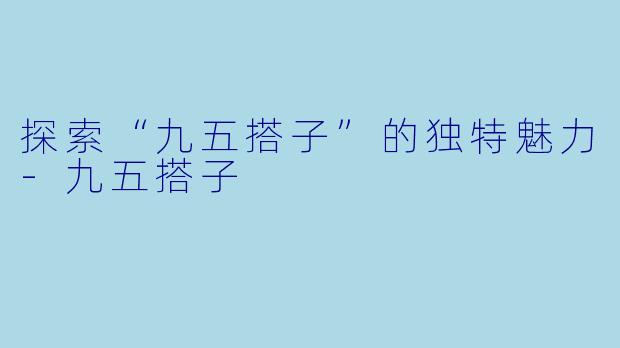 探索“九五搭子”的独特魅力