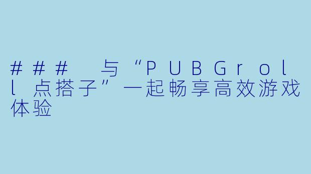 ### 与“PUBGroll点搭子”一起畅享高效游戏体验