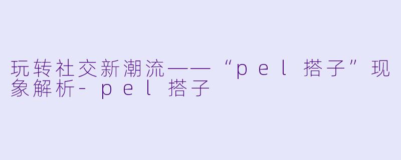 玩转社交新潮流——“pel搭子”现象解析-pel搭子