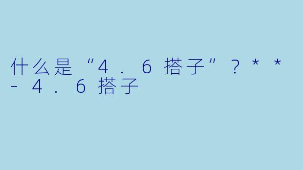 什么是“4.6搭子”?**