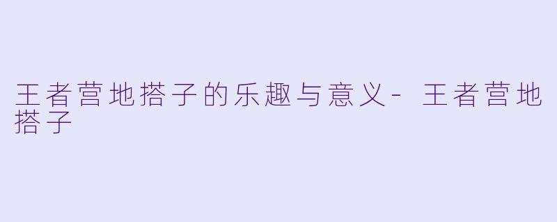 王者营地搭子的乐趣与意义