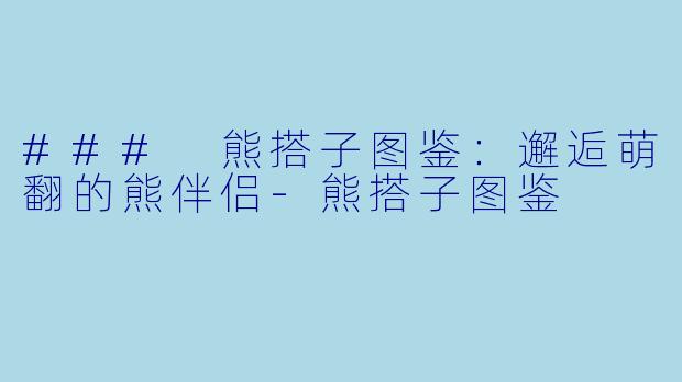 ### 熊搭子图鉴:邂逅萌翻的熊伴侣