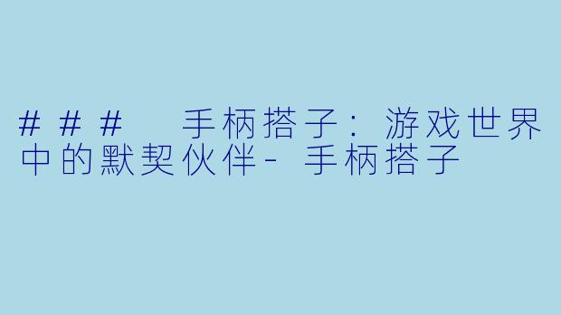 ### 手柄搭子：游戏世界中的默契伙伴-手柄搭子
