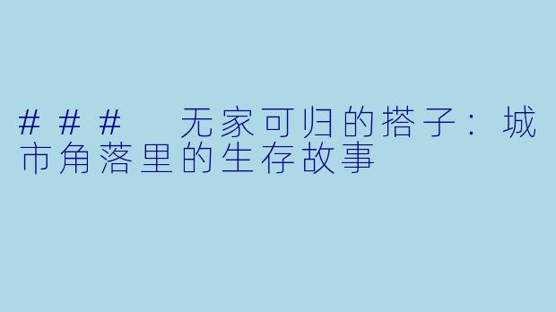 ### 无家可归的搭子：城市角落里的生存故事