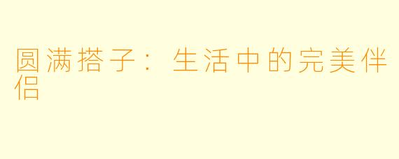圆满搭子：生活中的完美伴侣