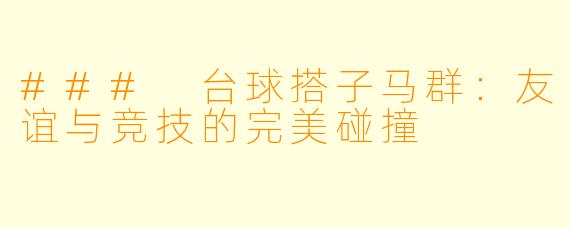 ### 台球搭子马群：友谊与竞技的完美碰撞