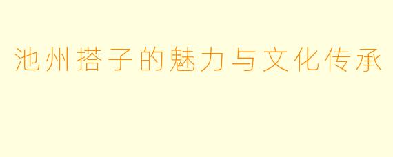 池州搭子的魅力与文化传承