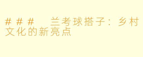 ### 兰考球搭子：乡村文化的新亮点
