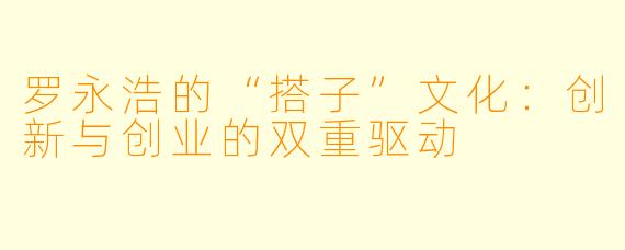 罗永浩的“搭子”文化:创新与创业的双重驱动