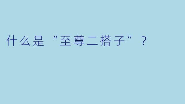 什么是“至尊二搭子”？  