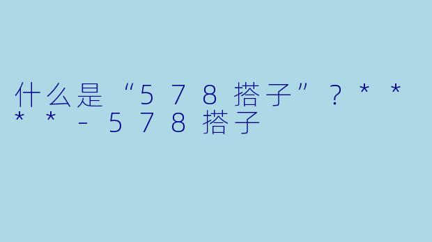 什么是“578搭子”?****