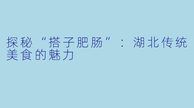 探秘“搭子肥肠”:湖北传统美食的魅力