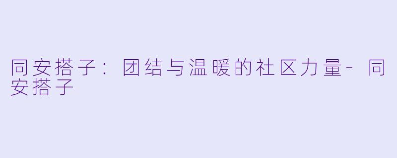 同安搭子：团结与温暖的社区力量-同安搭子