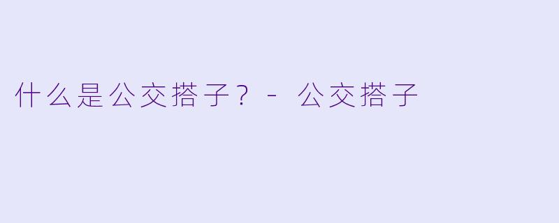 什么是公交搭子？