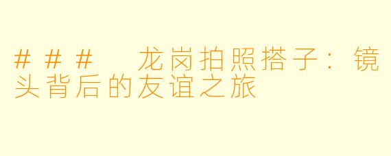 ### 龙岗拍照搭子:镜头背后的友谊之旅