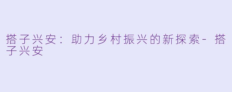 搭子兴安：助力乡村振兴的新探索-搭子兴安