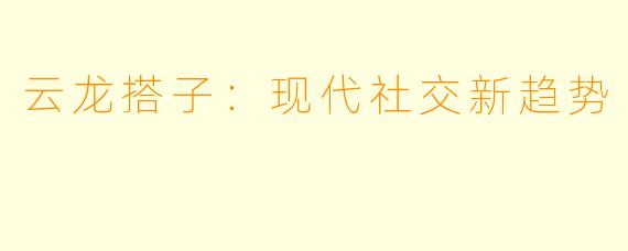 云龙搭子：现代社交新趋势