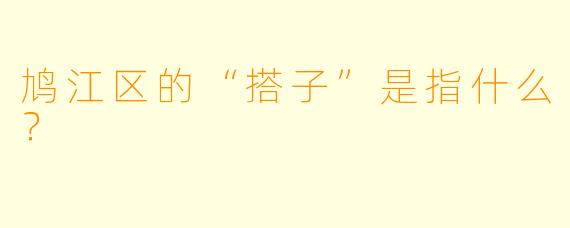 鸠江区的“搭子”是指什么？
