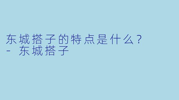 东城搭子的特点是什么？  