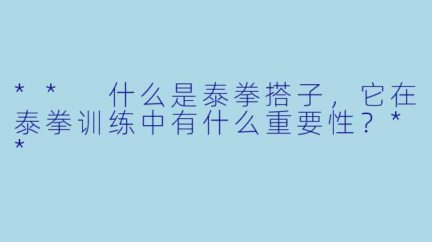 ** 什么是泰拳搭子,它在泰拳训练中有什么重要性?**
