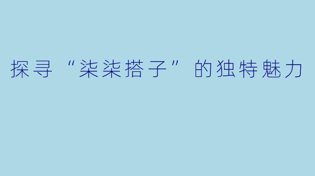 探寻“柒柒搭子”的独特魅力