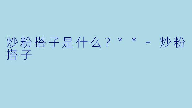 炒粉搭子是什么？**