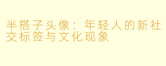 半搭子头像：年轻人的新社交标签与文化现象