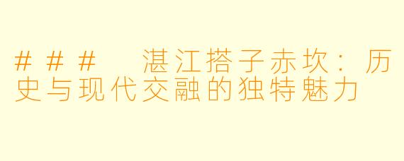 ### 湛江搭子赤坎:历史与现代交融的独特魅力