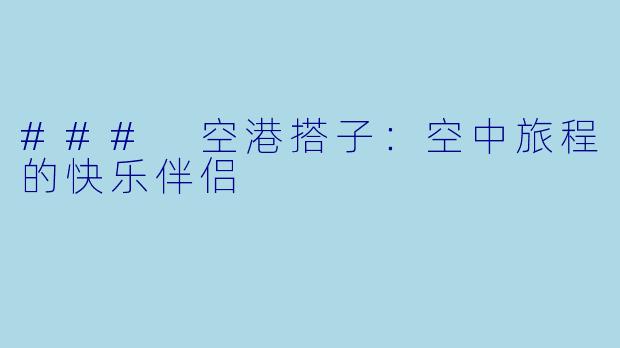 ### 空港搭子：空中旅程的快乐伴侣