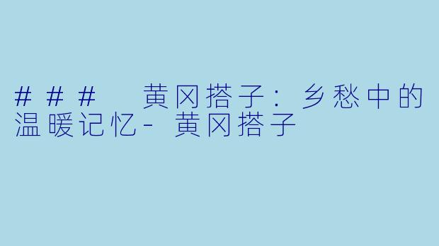 ### 黄冈搭子:乡愁中的温暖记忆
