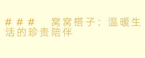 ### 窝窝搭子:温暖生活的珍贵陪伴