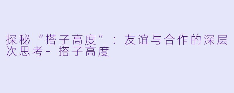 探秘“搭子高度”：友谊与合作的深层次思考-搭子高度