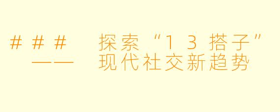 ### 探索“13搭子” —— 现代社交新趋势