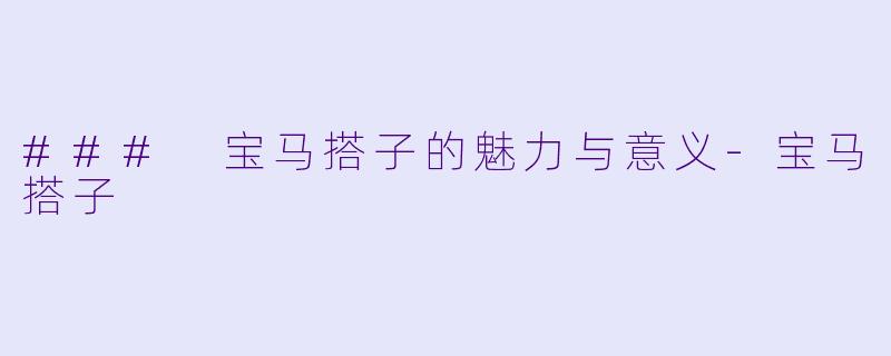 ### 宝马搭子的魅力与意义