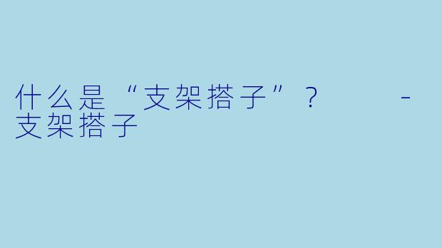 什么是“支架搭子”？  