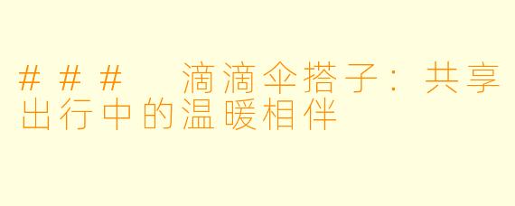 ### 滴滴伞搭子：共享出行中的温暖相伴
