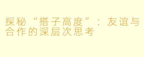 探秘“搭子高度”:友谊与合作的深层次思考
