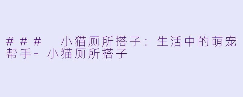 ### 小猫厕所搭子：生活中的萌宠帮手-小猫厕所搭子