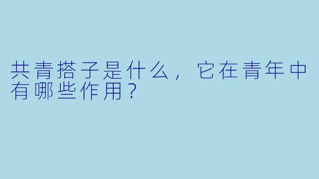 共青搭子是什么,它在青年中有哪些作用?