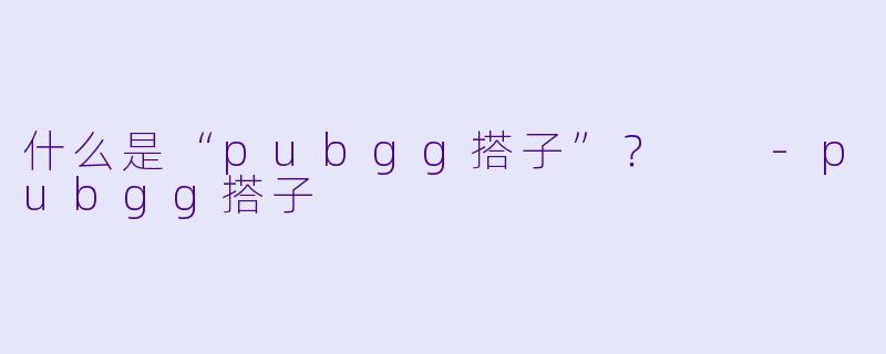 什么是“pubgg搭子”？  -pubgg搭子